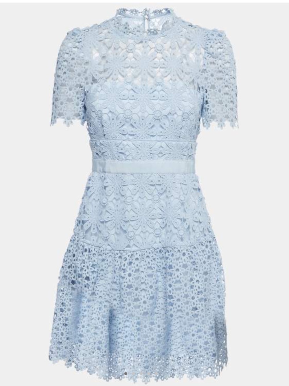 Self-Portrait Light Blue Crochet Lace Mini Dress